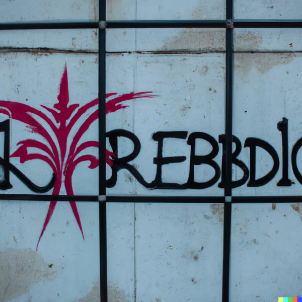 Grafiti que representa a personas rebeldes en el ciberespacio