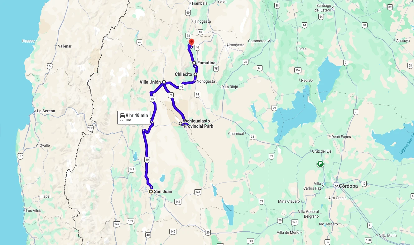 Mapa del recorrido por La Rioja